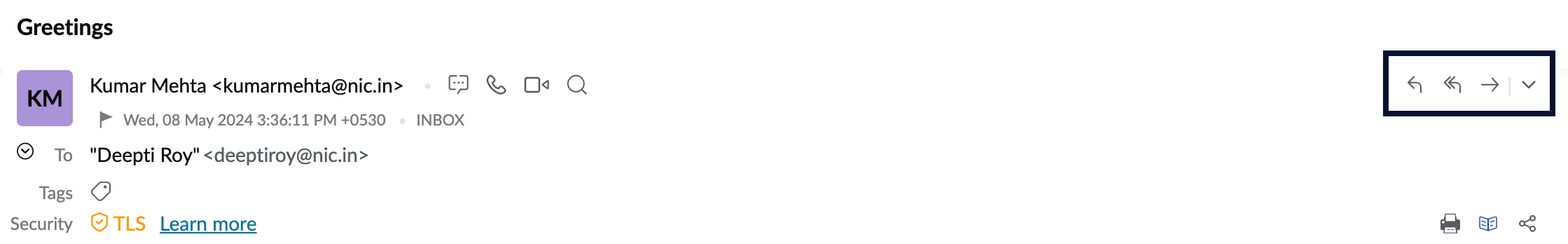 Actions in the Email Preview pane