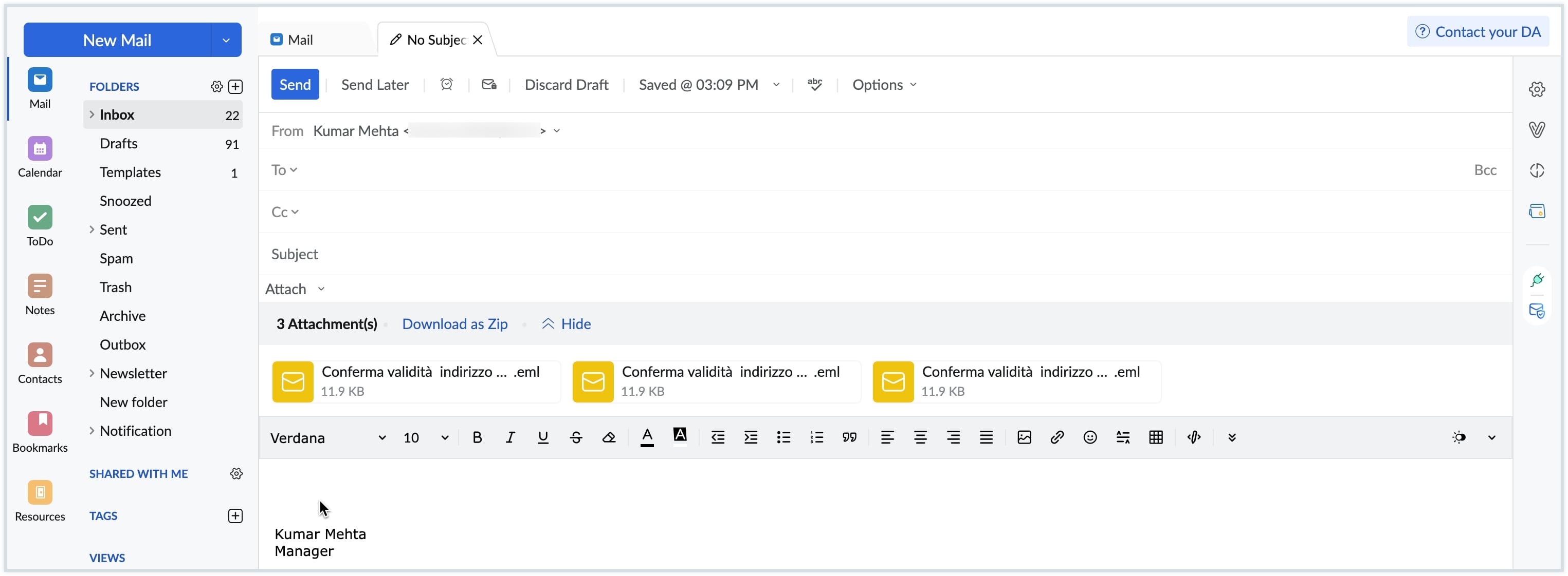 attach mail as eml