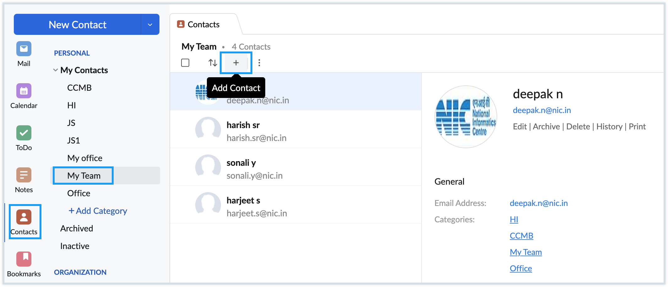 Add contacts