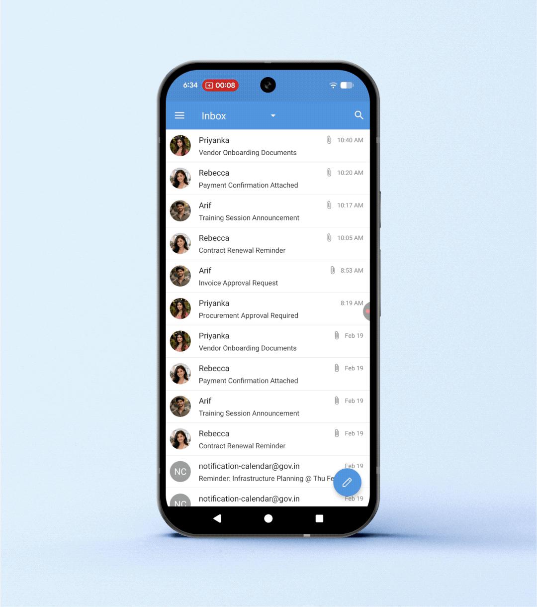 compose emails using mobile app