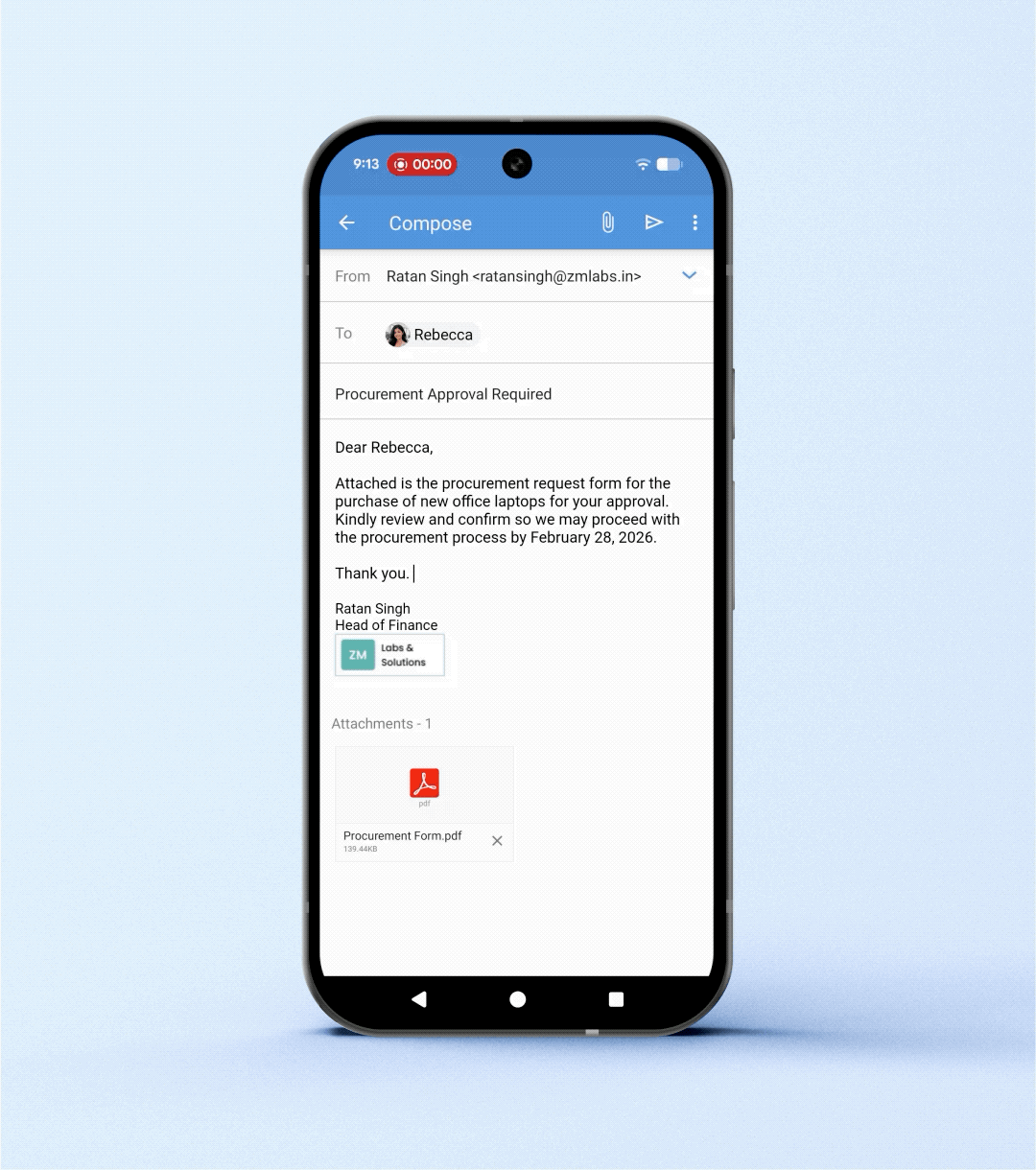 change from address in mobile app