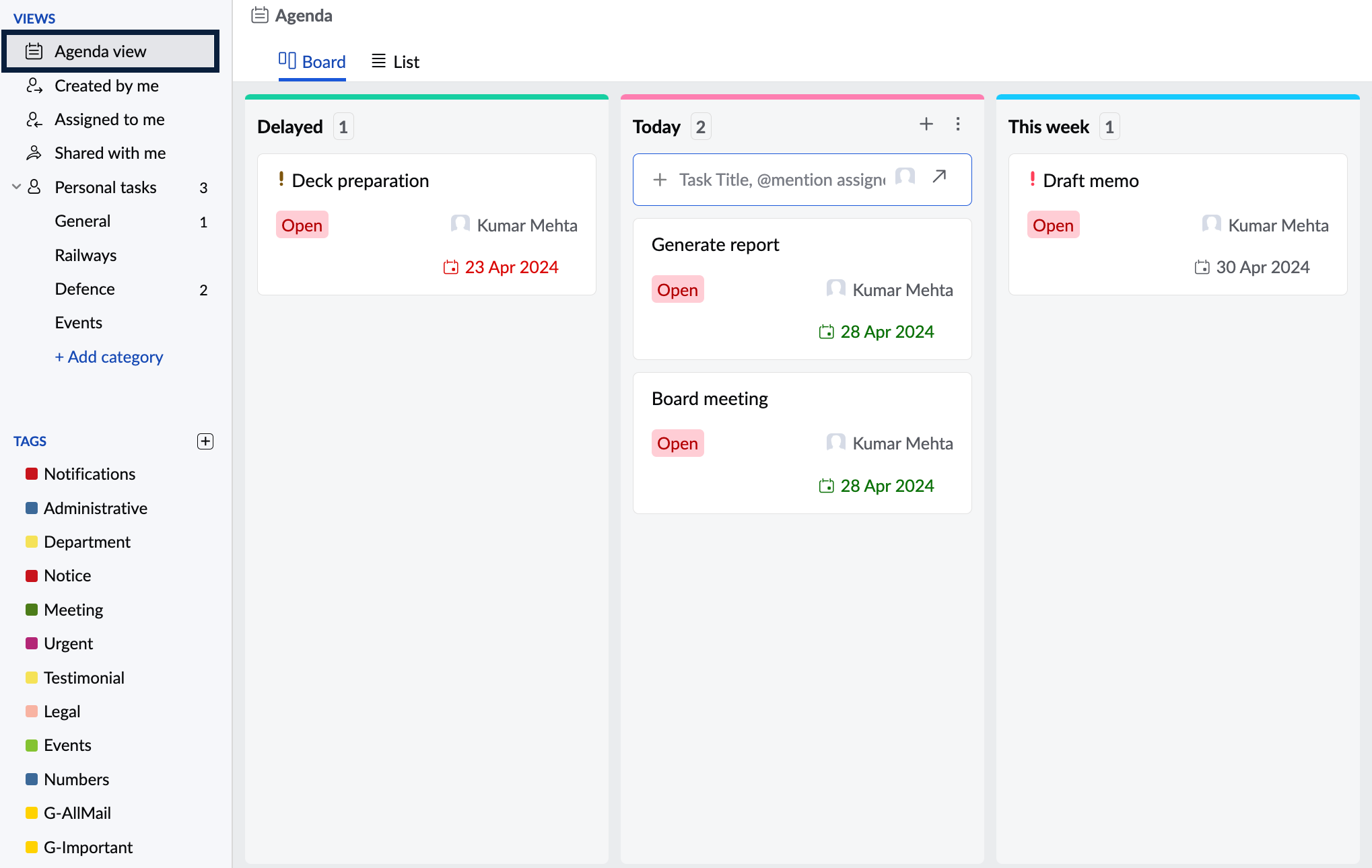 agenda view