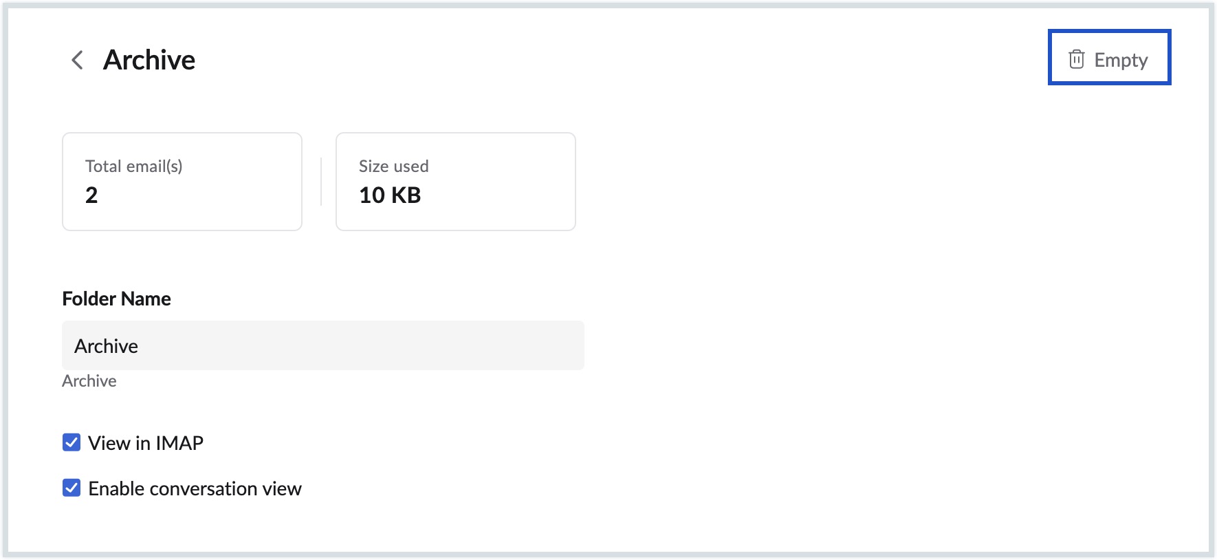 Archive folder settings