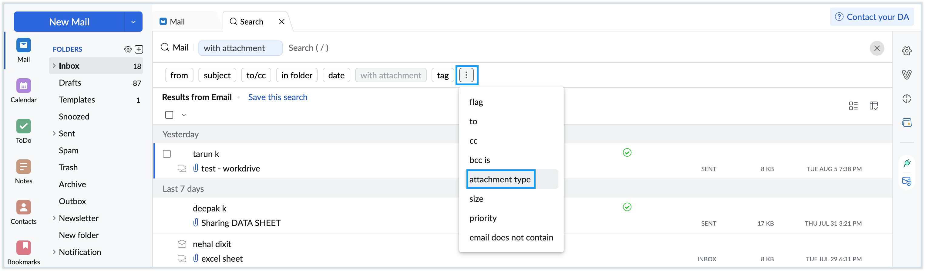 search with attachment type