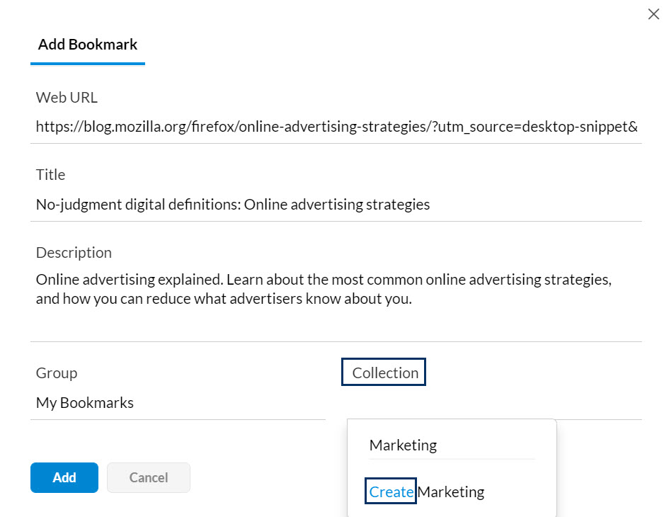 Add bookmarks