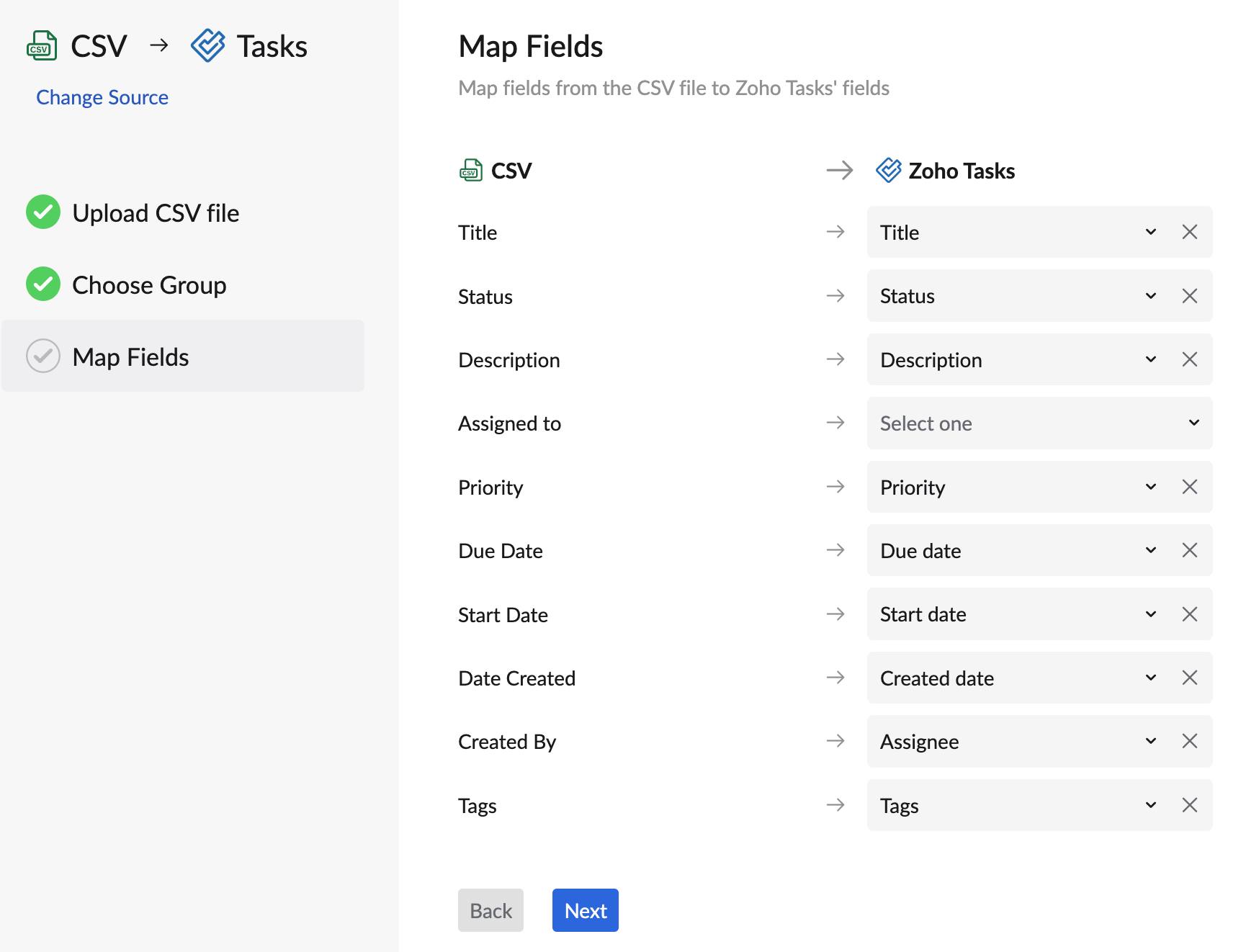 Import tasks using a CSV file 5
