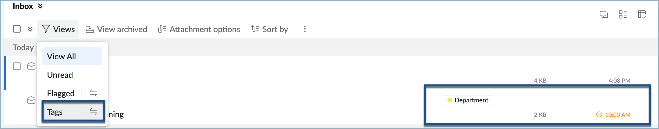 Email with tags