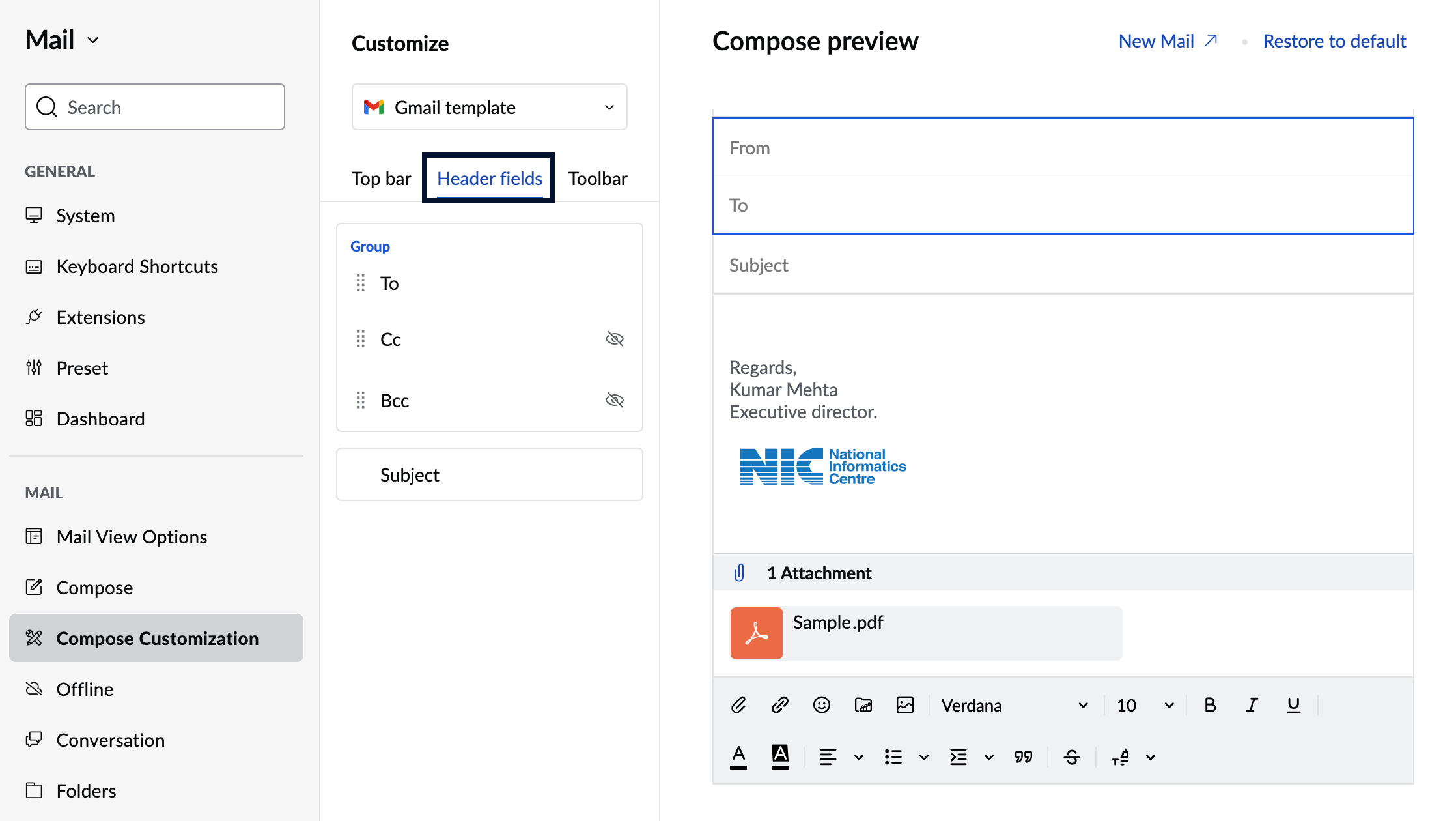 Header fields