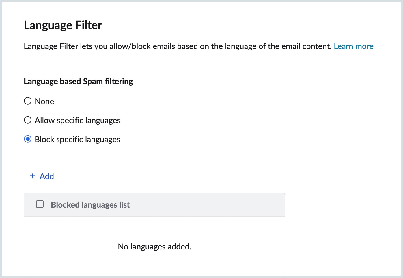 UI screenshot of blocklisted language