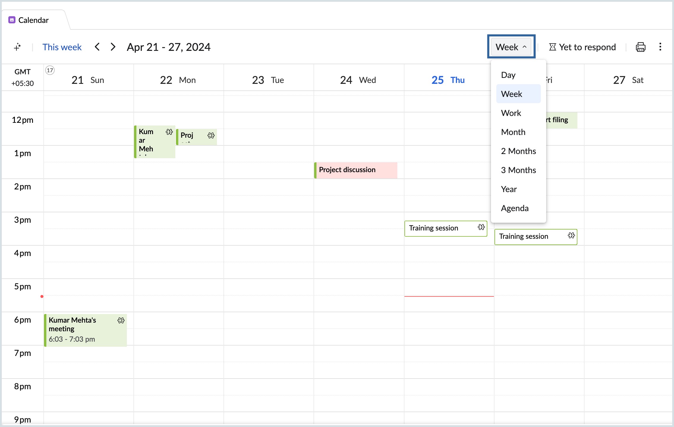 calendar view