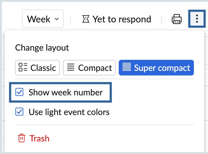 enable/disable week number