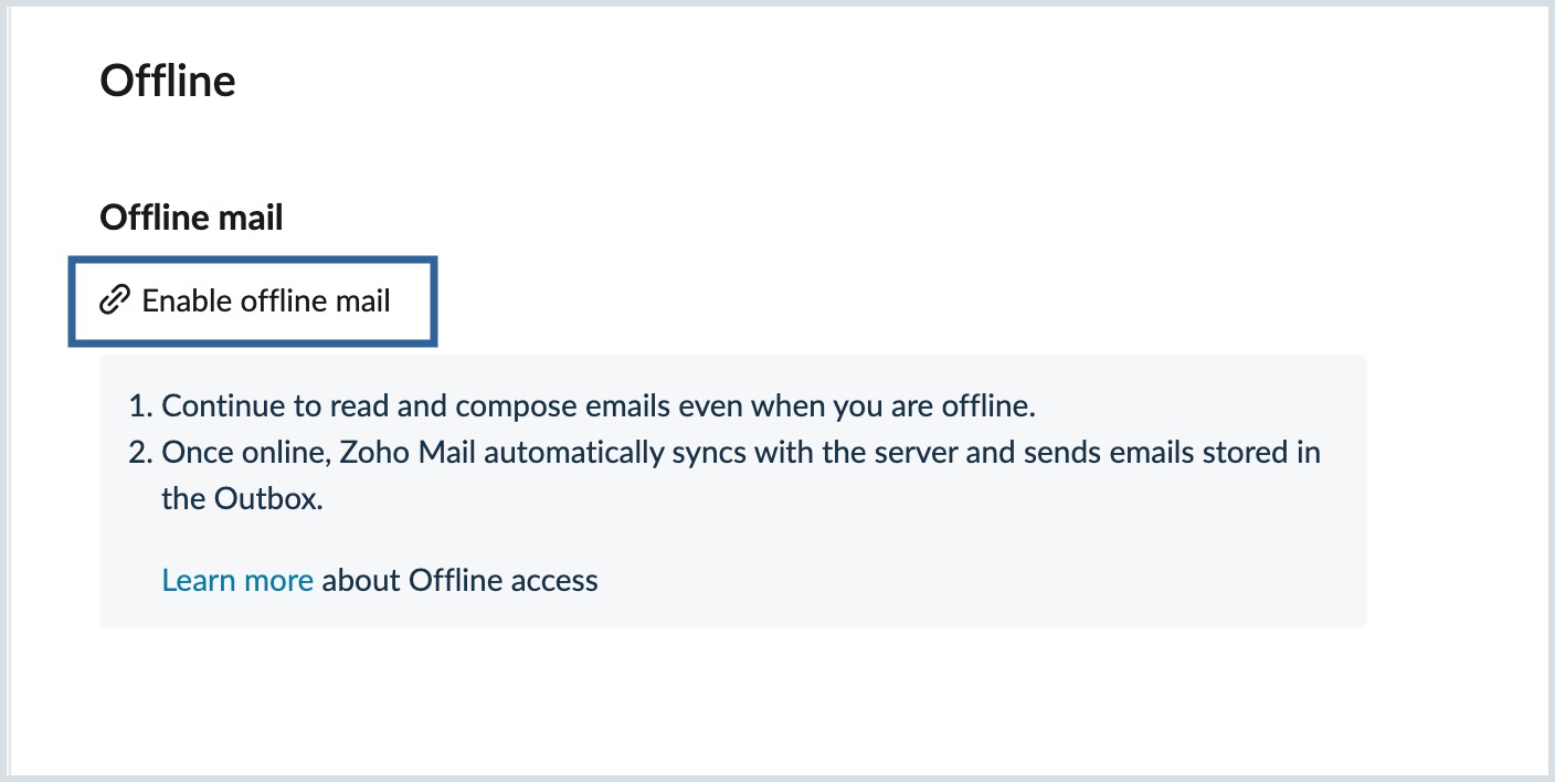 Enabling Mail Offline