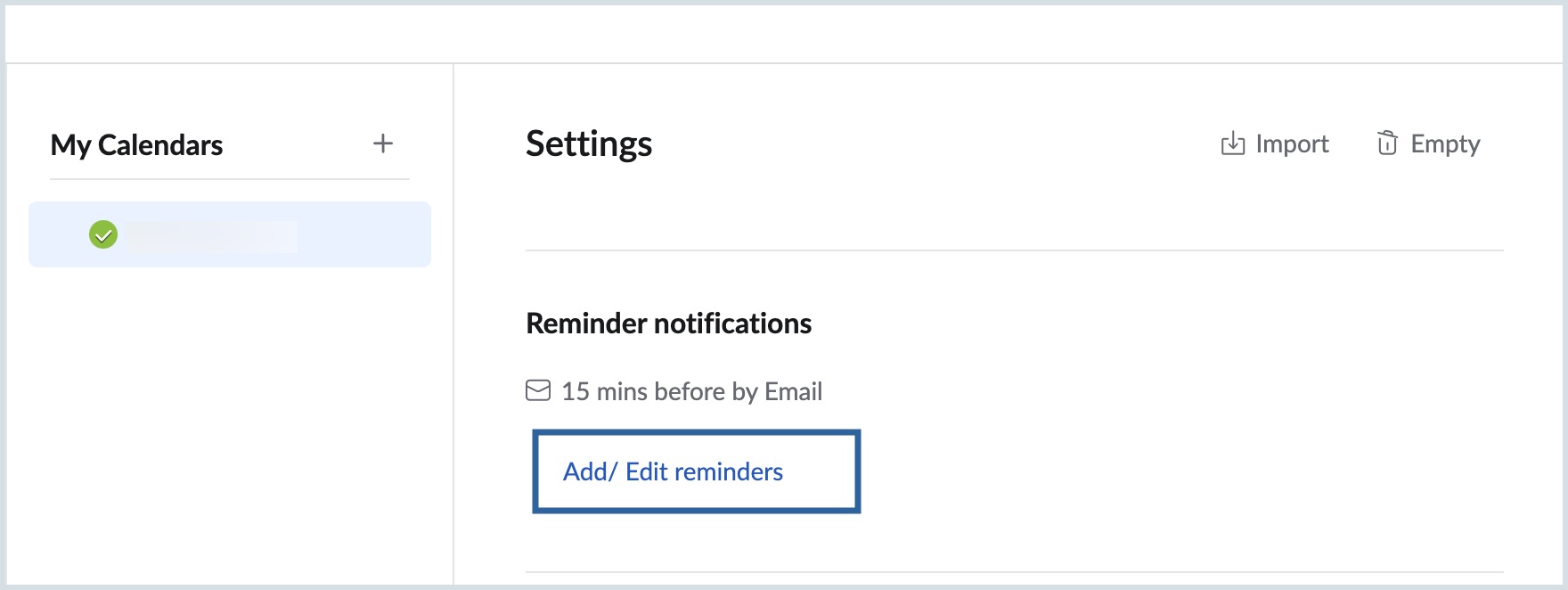 My Calendar Settings 
