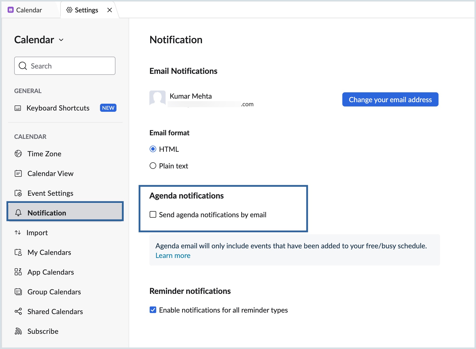 Agenda Notifications