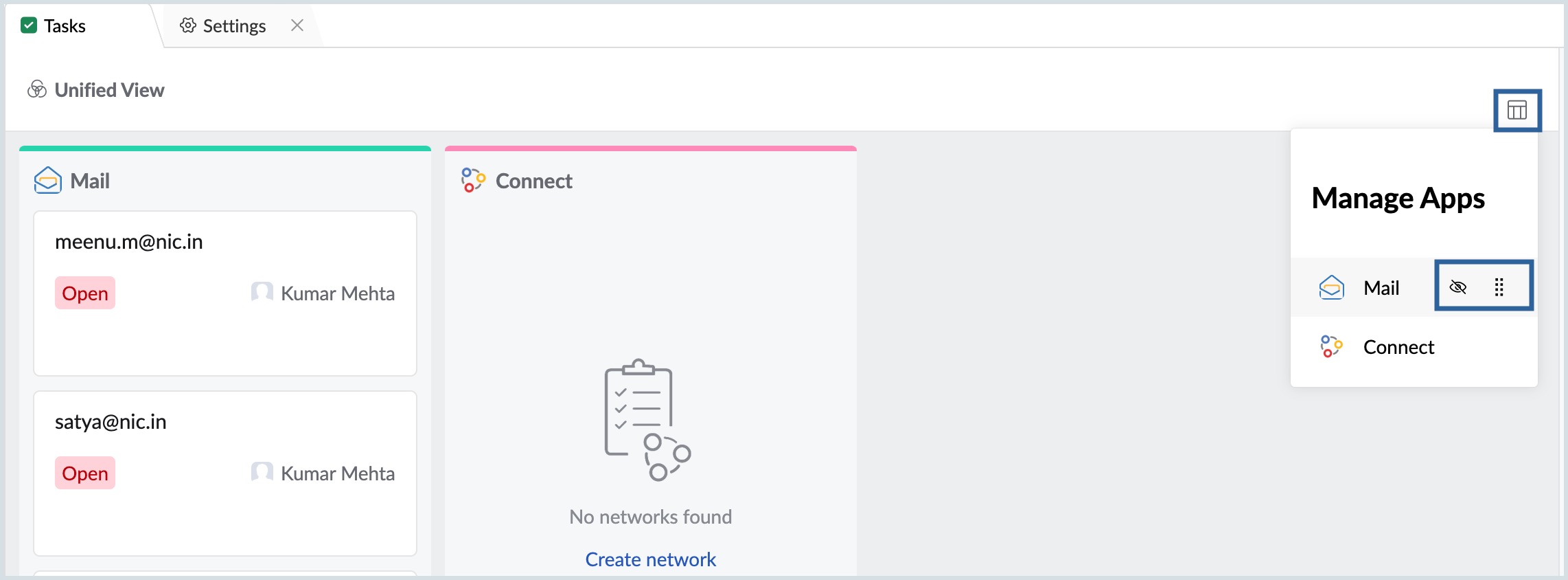 show/hide apps