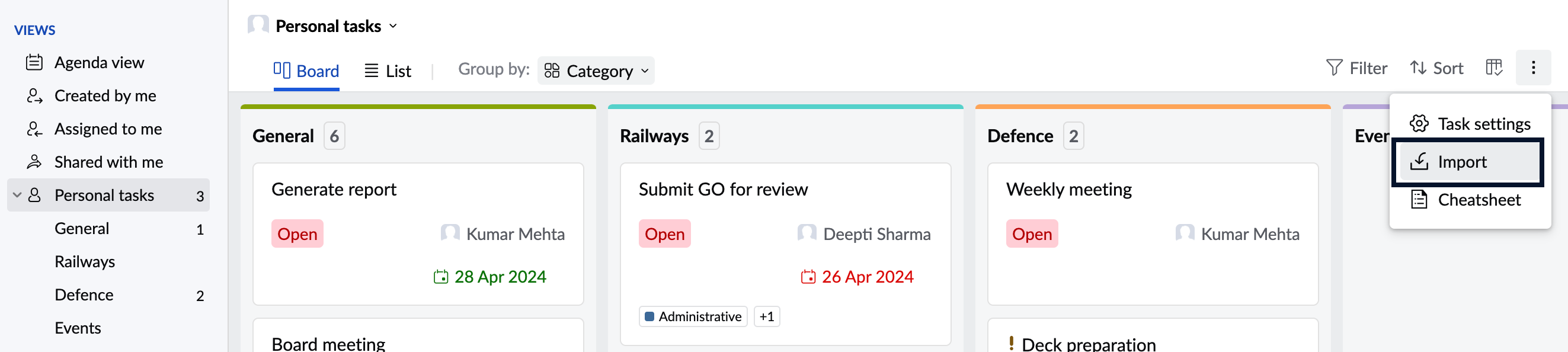 Import tasks using a CSV file 1