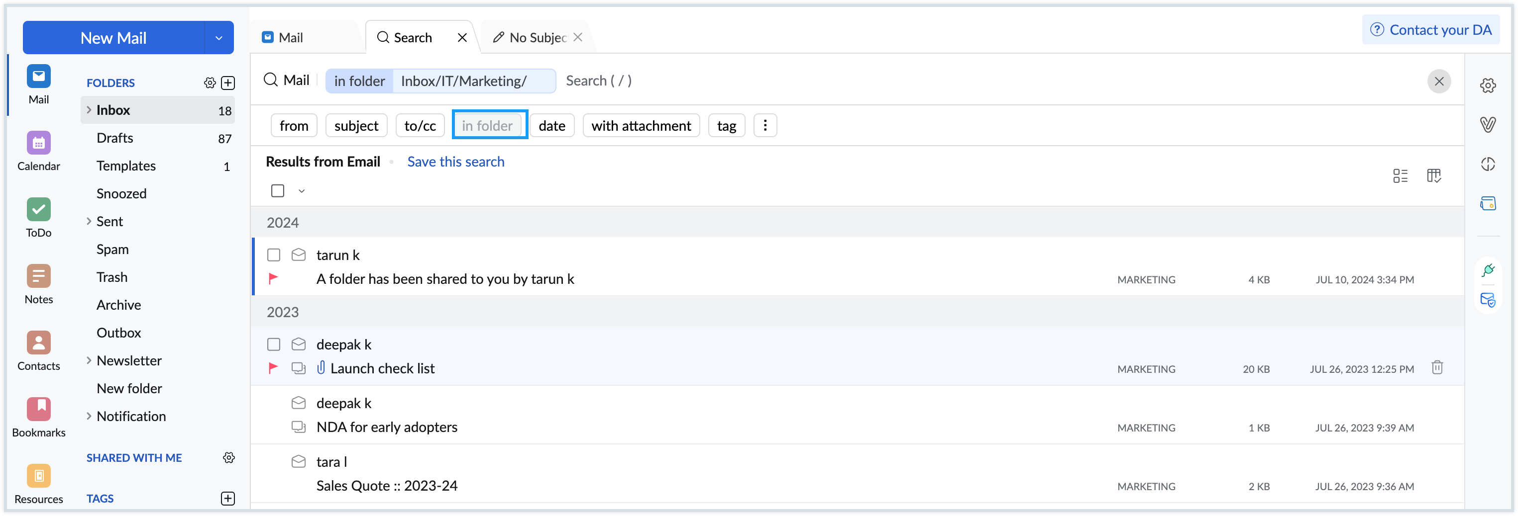 search within folder