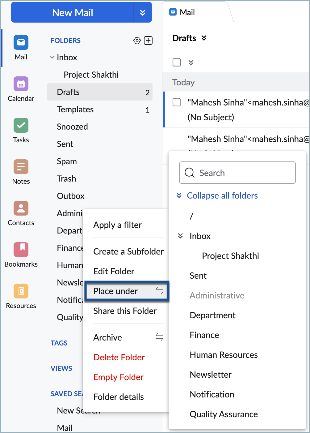 Place under option