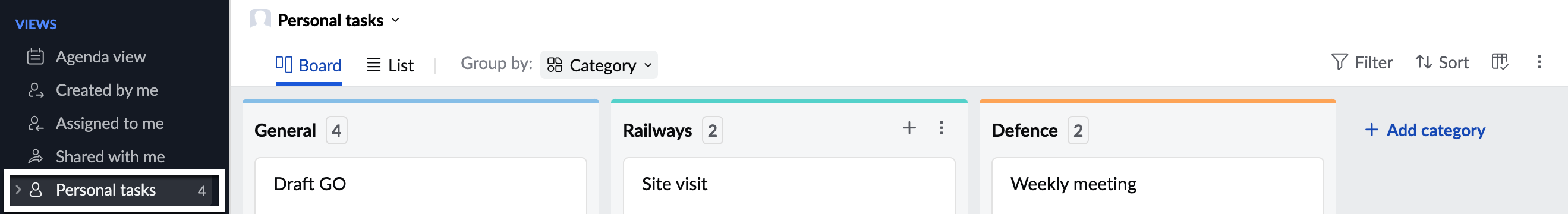 view personal tasks