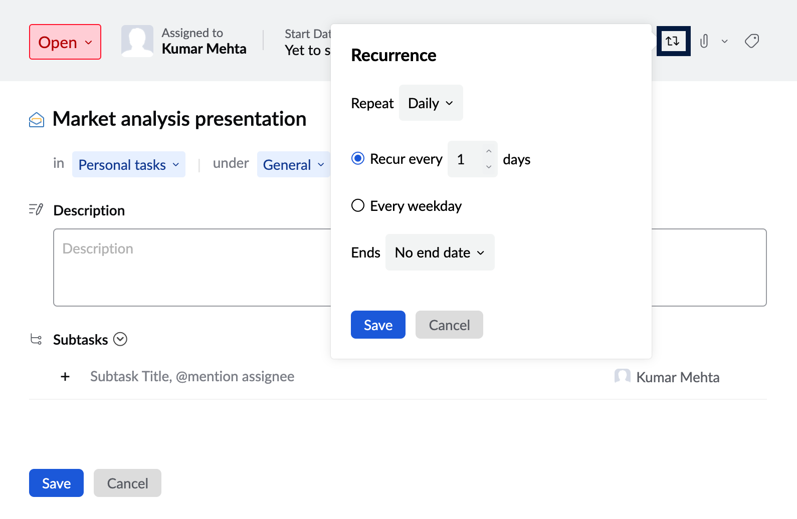 add a recurring task