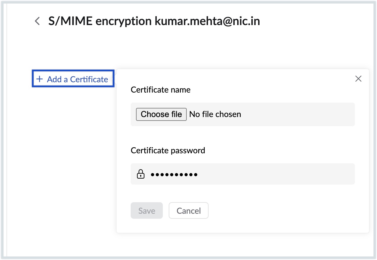 UI screenshot of add certificate