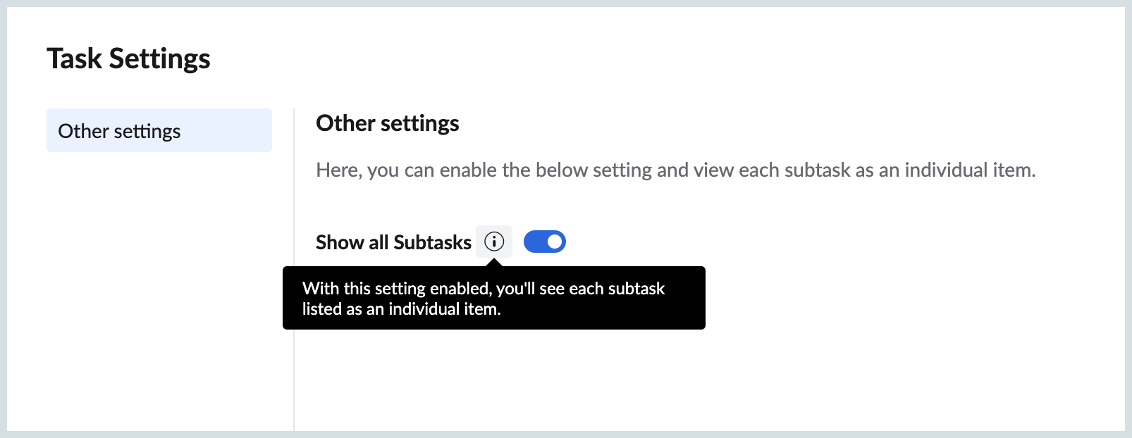 Show all Subtasks