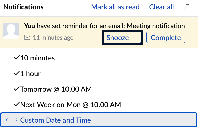 Snoozing Email Reminders