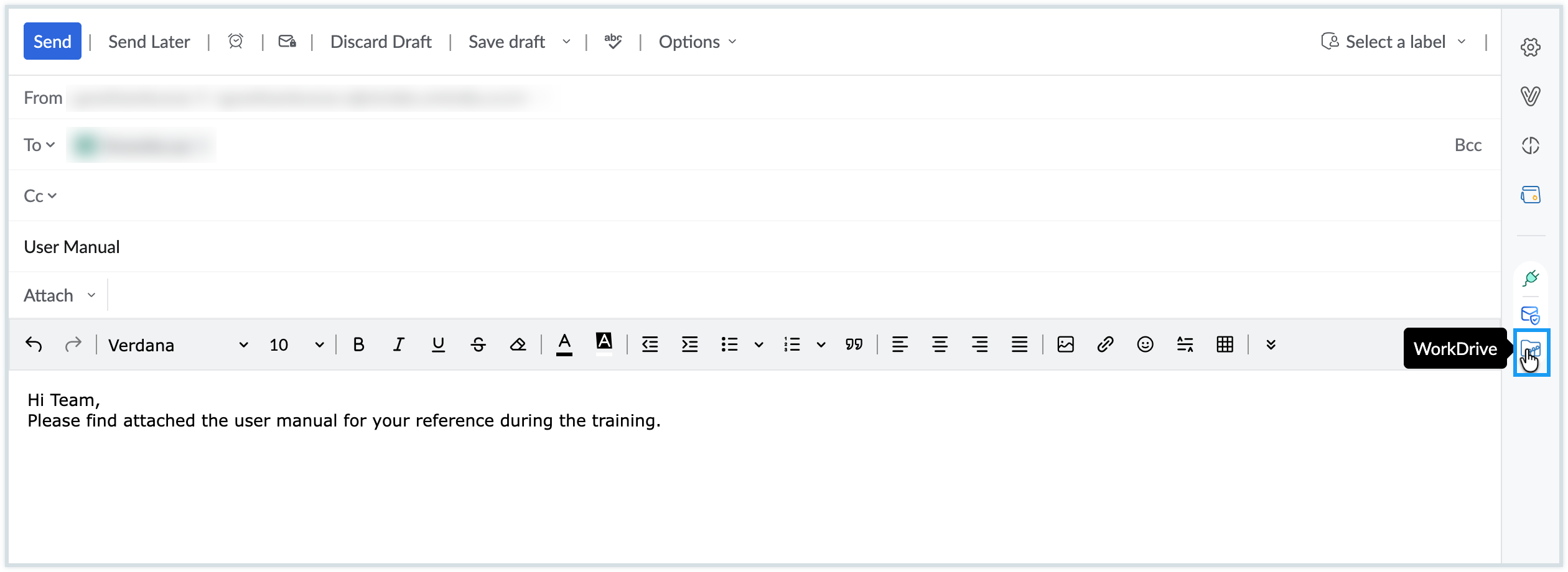 upload email attachments to workdrive