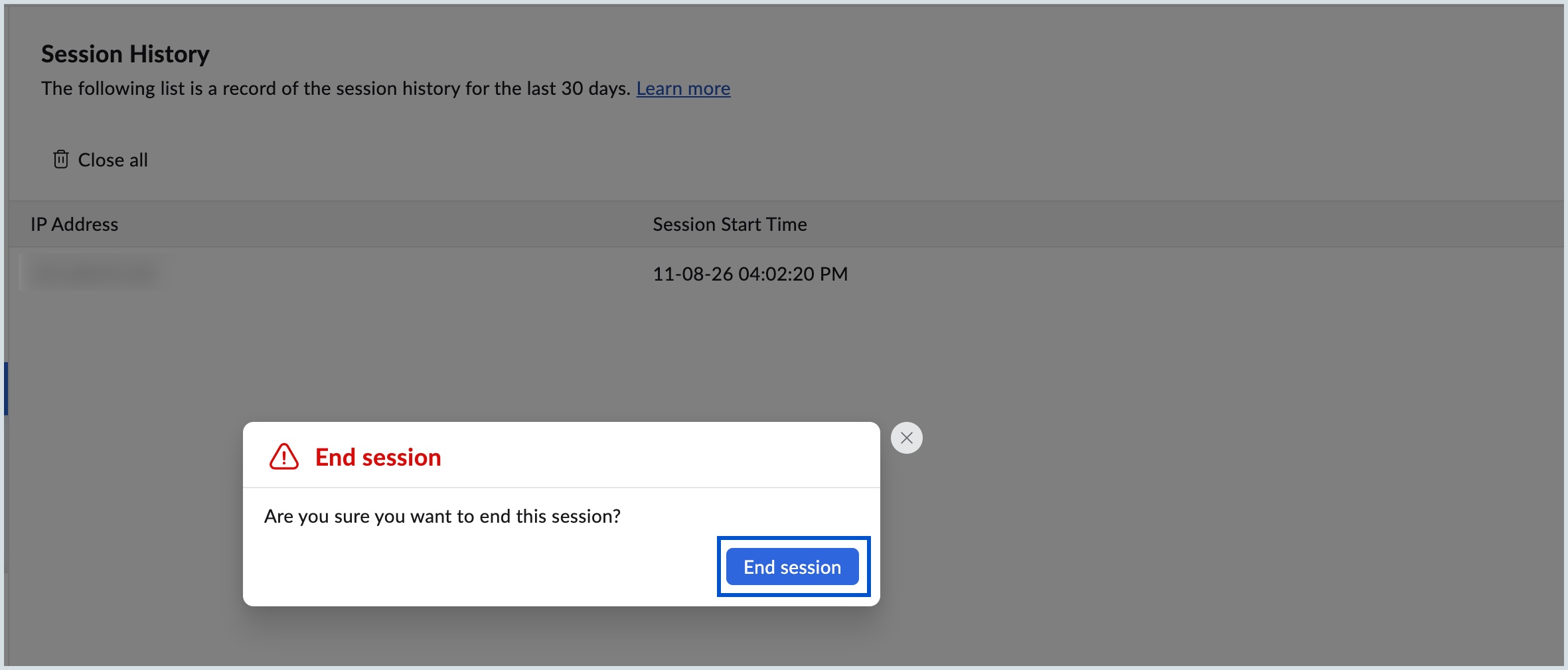 Terminating user sessions Terminating user sessions